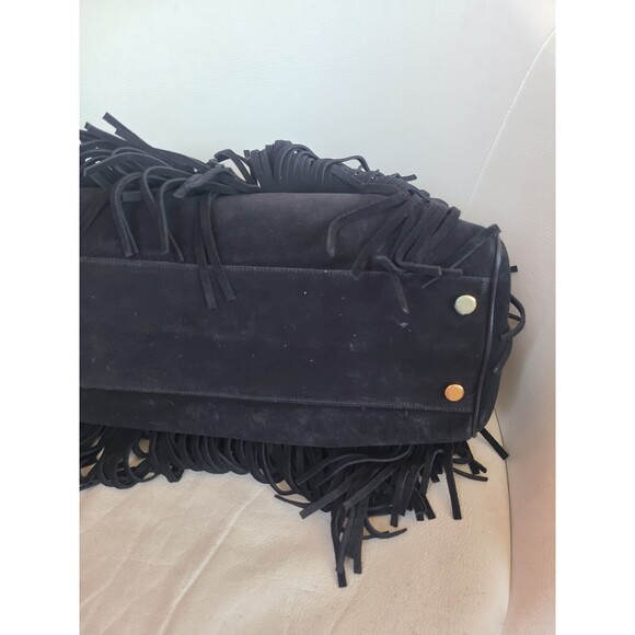 Yves Saint Laurent Black Leather Trois Clous Fringe Top Handle Tote Bag No Strap - Picture 14 of 16